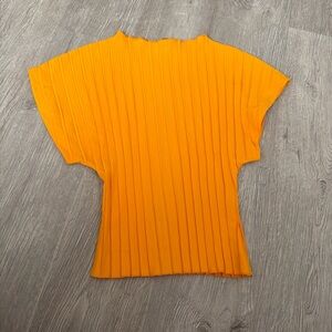Zara Vibrant Orange Pleated Blouse